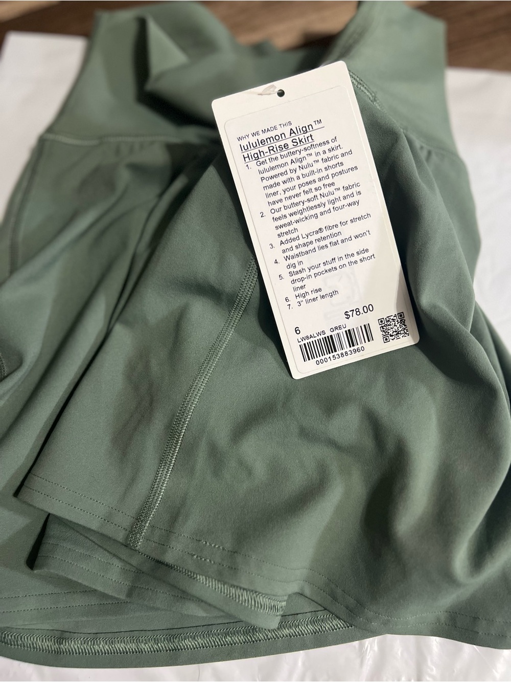 NWT lululemon athletica Women's Sage Green Athletic Skirt - Picture 6 of 6